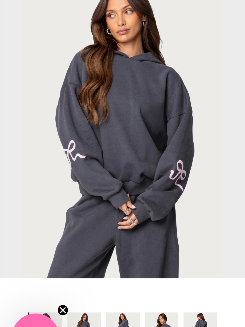 Edikted Pink Bow Sweatshirt/ Hoodie with Pants Worn Twice